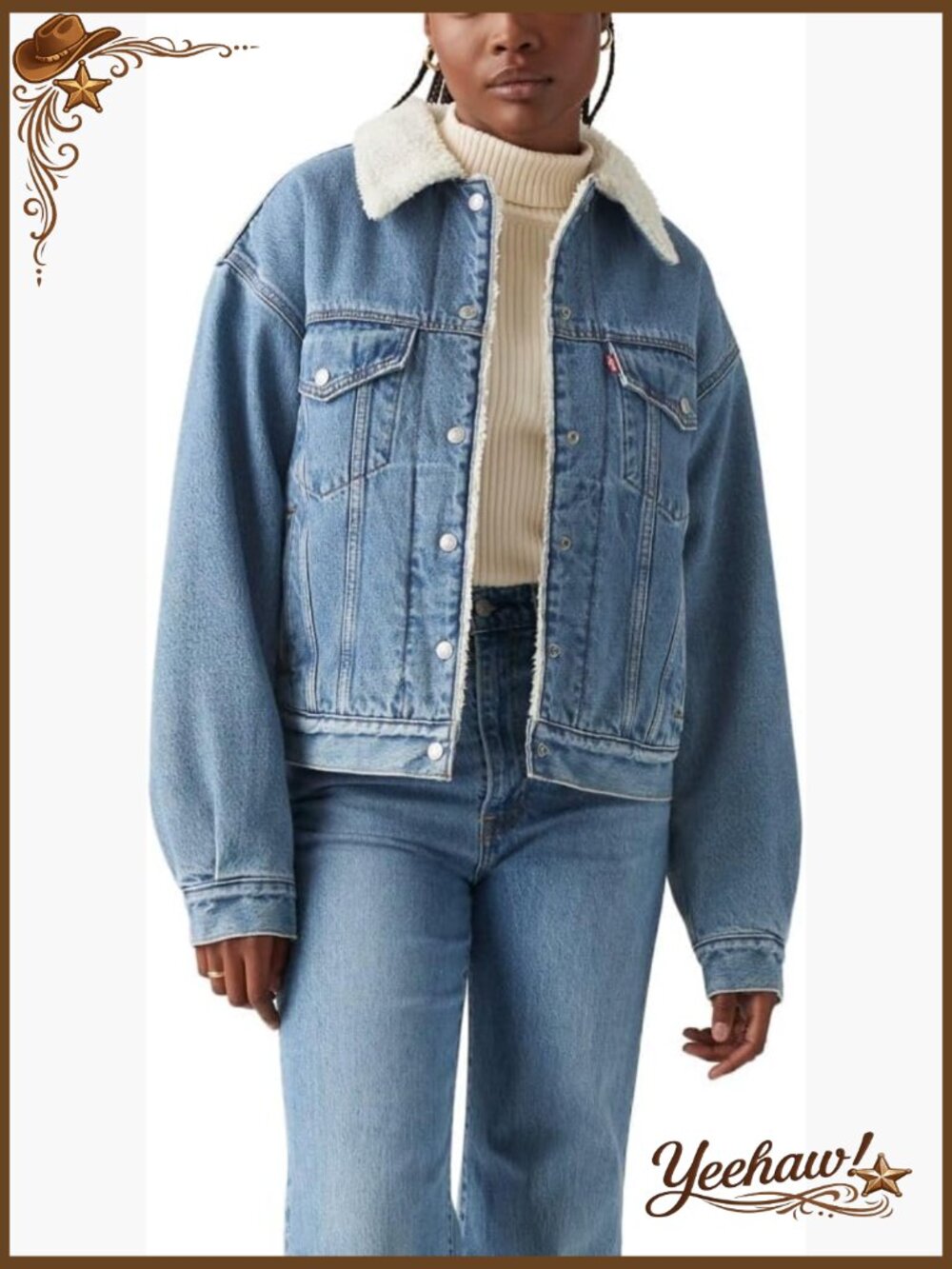 90s Sherpa Trucker Jacket Button Closure Long Sleeve Medium Weight